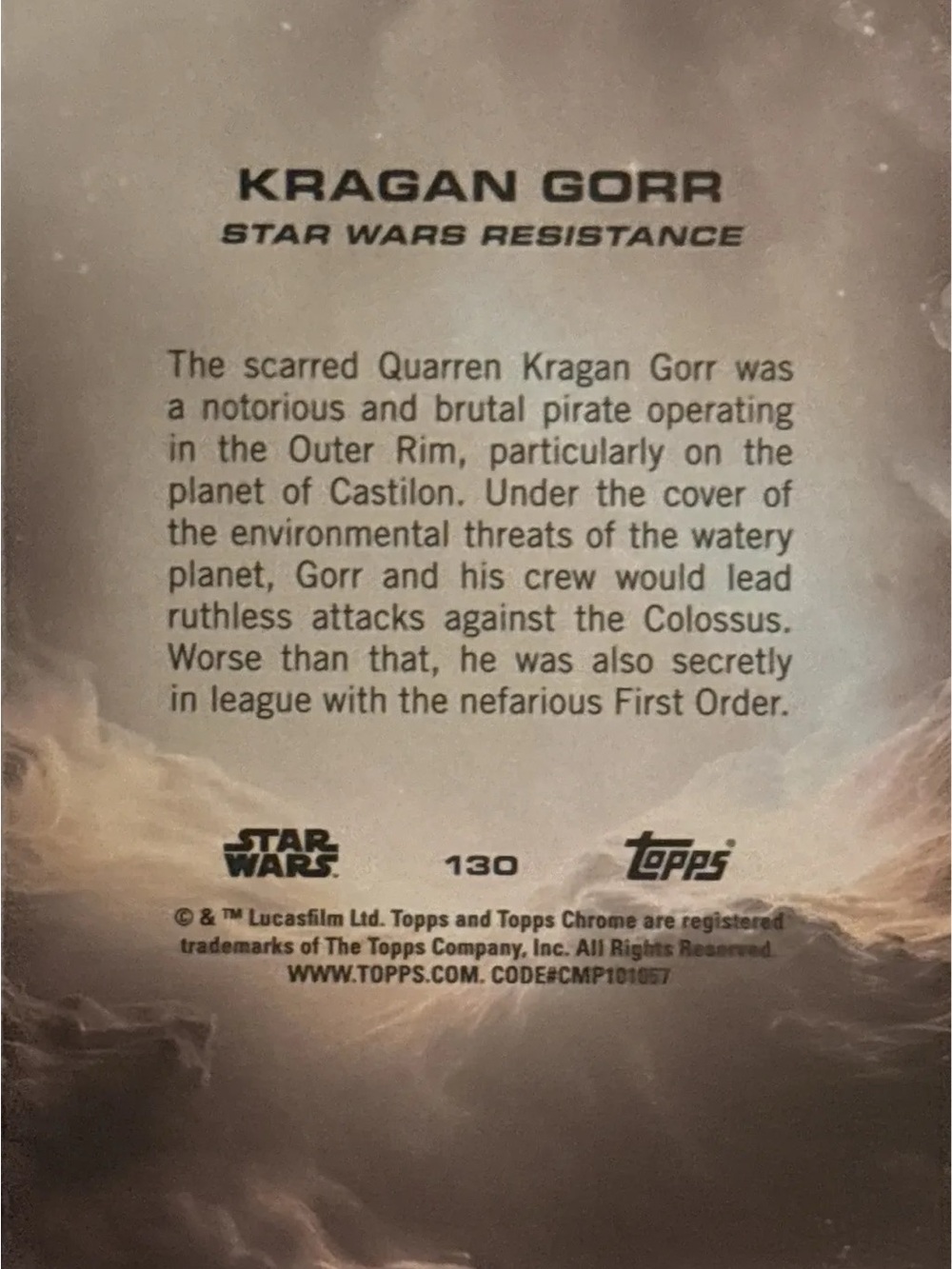 Topps Chrome Star Wars Chrome Kragan Gorr Trading Card - Refractor - Picture 2 of 2